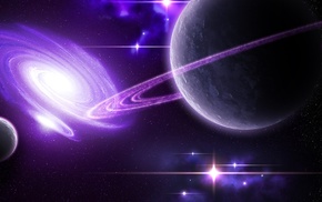 render, CGI, galaxy, planet, purple, space