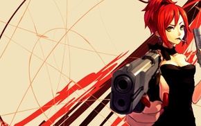 redhead, anime girls, anime, pistol