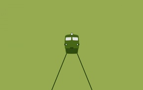 CGI, train, digital art, green background, lines, simple background