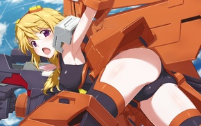 looking at viewer, anime, surprised, robot, Infinite Stratos, Dunois Charlotte