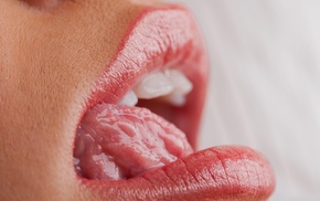 brunette, licking lips