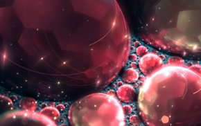 abstract, bubbles, artwork, crystallized, black and red, digital art