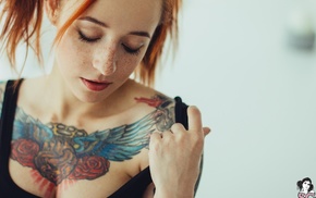 redhead, Janesinner Suicide, tattoos, tattoo, girl, model