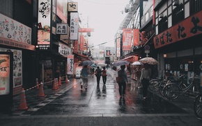 street, Asian, umbrella