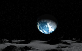 digital art, moon, universe, Earth