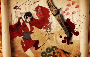 Red Ninja End of Honor, artwork, fantasy art, knife