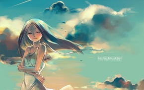 anime, clouds, original characters, anime girls