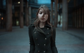 Georgiy Chernyadyev, brunette, girl, hair in face, muted, girl outdoors