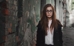 portrait, girl, girl with glasses, walls