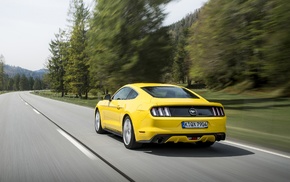 car, Ford Mustang GT, motion blur, road, muscle cars