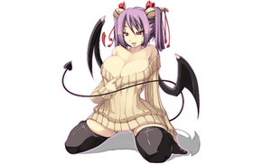 areolae, ecchi, tail, succubus, wings