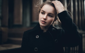 portrait, girl, looking away, blonde, face