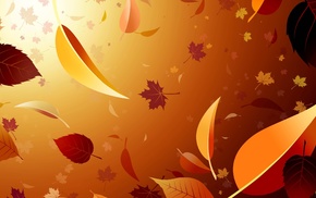 maple leaves, CGI, minimalism, brown, digital art, fall