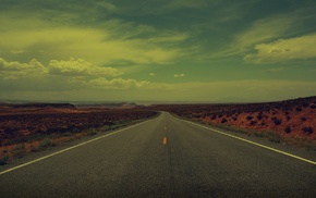 desert, empty, filter, clouds, road, highway