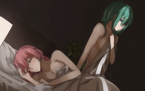 yuri, Megurine Luka, in bed, Hatsune Miku, Vocaloid