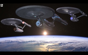 USS Enterprise spaceship, Earth, Star Trek, space