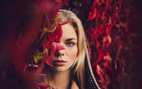 depth of field, blonde, blue eyes, girl