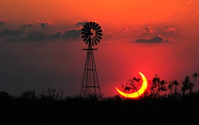 landscape, eclipse, Sun, Texas