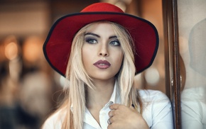 model, hat, girl, juicy lips, Alessandro Di Cicco, makeup