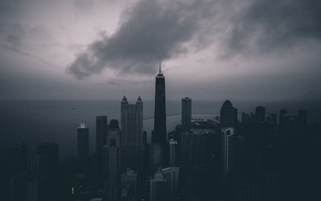 cityscape, building, city, sky, clouds