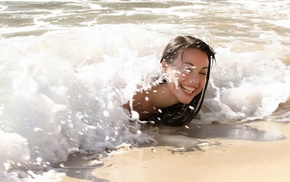 girl, waves, Lorena Garcia, beach