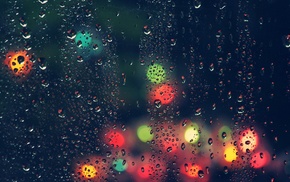 water drops, water on glass, night, depth of field, transparency, blurred