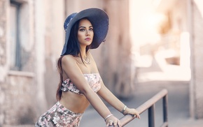 girl, hat, model