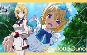 anime girls, Infinite Stratos, maid outfit, Dunois Charlotte, school uniform, anime