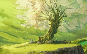 trees, original characters, landscape