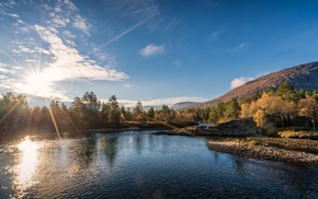 sunlight, river, nature, water