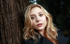 trees, face, Elizabeth Olsen, girl outdoors, blonde, actress