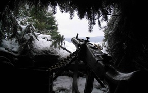 military, snow, machine gun
