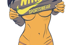 curvy girl, cartoon, girl, Nike