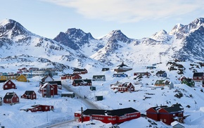 village, Greenland, snow
