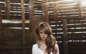 Anastasia Scheglova, girl, blonde, tattoo, model, portrait