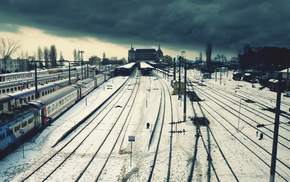 snow, railway, Istanbul, train, rail yard, winter