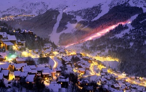 mountain, snow, valley, long exposure