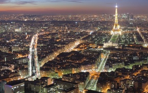 triple screen, night, Eiffel Tower, Paris
