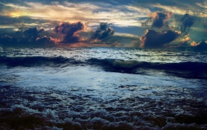 sea, water, clouds, nature