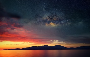 space, abstract, Corsica, water, sea, sunset