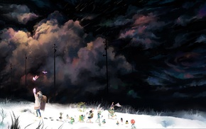 snow, artwork, anime