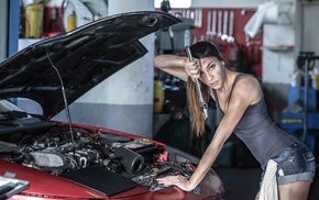 car, jean shorts, girl