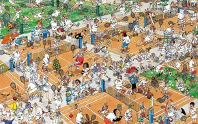 tennis courts, artwork, Mad Magazine