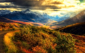 Canada, nature, sky, mountain, snowy peak, grass