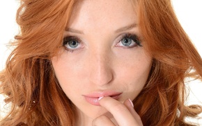 green eyes, redhead, girl, portrait, face