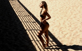 girl, sand, bikini, ass