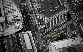 New York City, aerial view, taxi, street, city