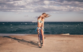 girl outdoors, model, girl, bicycle
