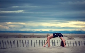 sand, girl outdoors, gymnastics