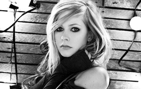 celebrity, girl, monochrome, Avril Lavigne, singer